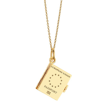 Passport Book Charm Europe Gold