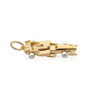 Formula 1 Race Car Charm, Solid Gold