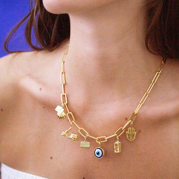 Turkish Hamsa Charm, Solid Gold