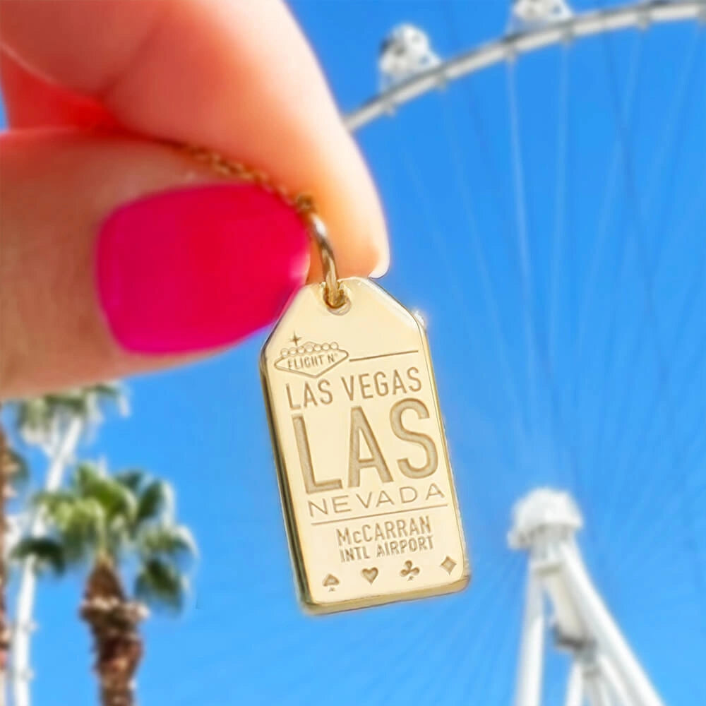 Las Vegas Luggage Tag Charm, Gold