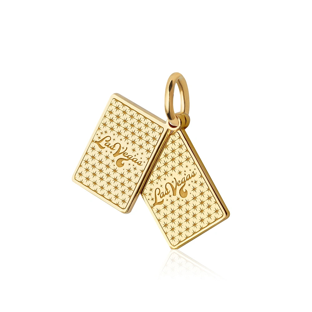 Las Vegas Black Jack Cards Charm, Solid Gold