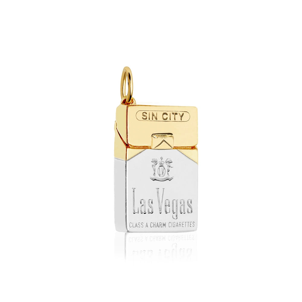 Las Vegas Cigarettes Charm, Solid Gold