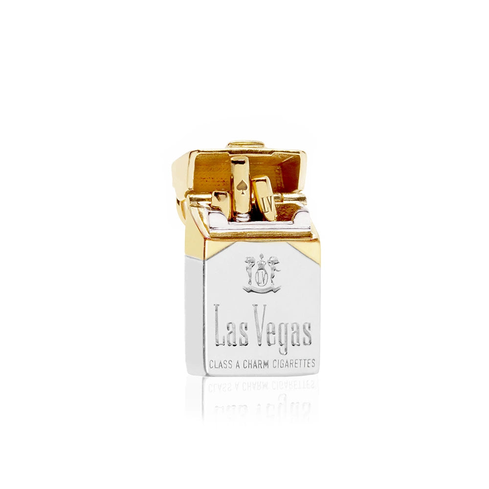 Las Vegas Cigarettes Charm, Solid Gold
