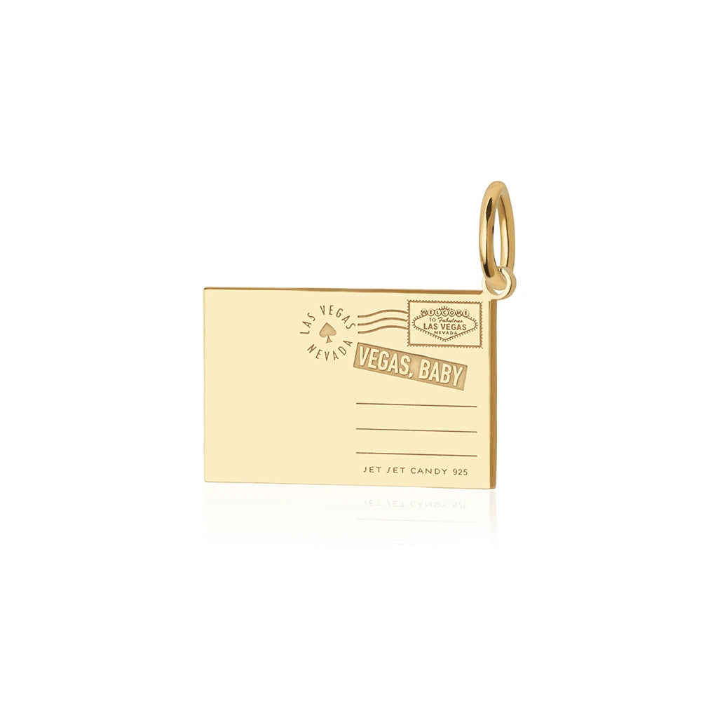 Las Vegas Postcard Charm, Gold