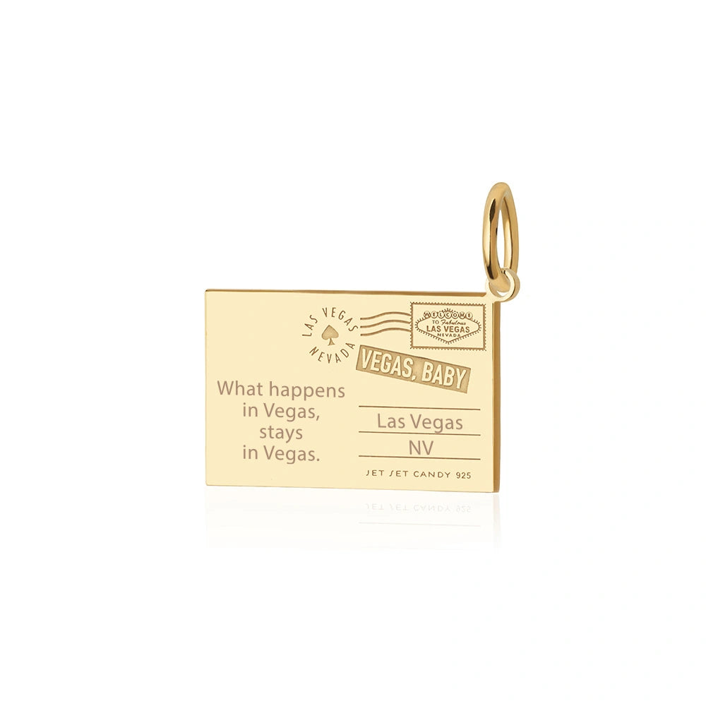 Las Vegas Postcard Charm, Solid Gold