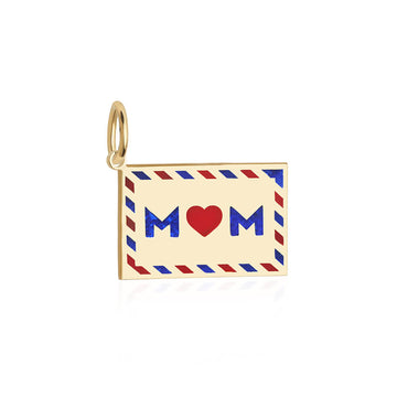 Mom Mail Charm, Gold Vermeil