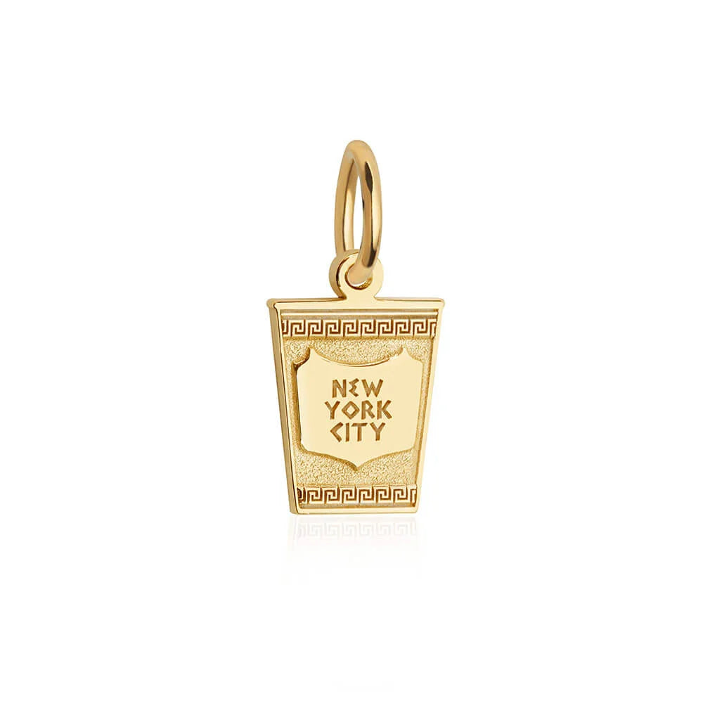 New York City Coffee Cup Charm, Gold Mini
