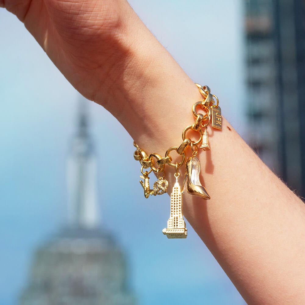 Manhattan New York Stiletto Shoe Charm, Gold