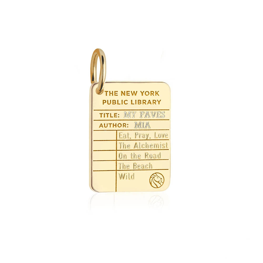 New York Public Library Card Charm Gold