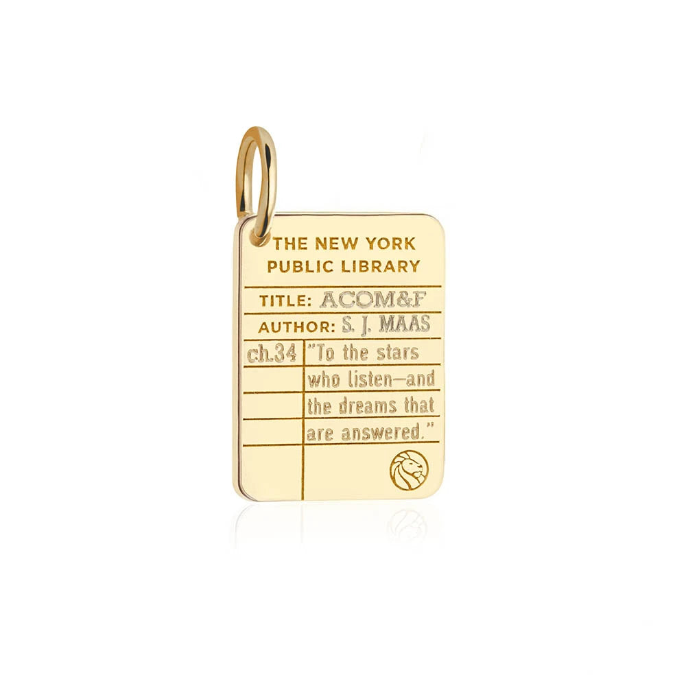 New York Public Library Card Charm Gold