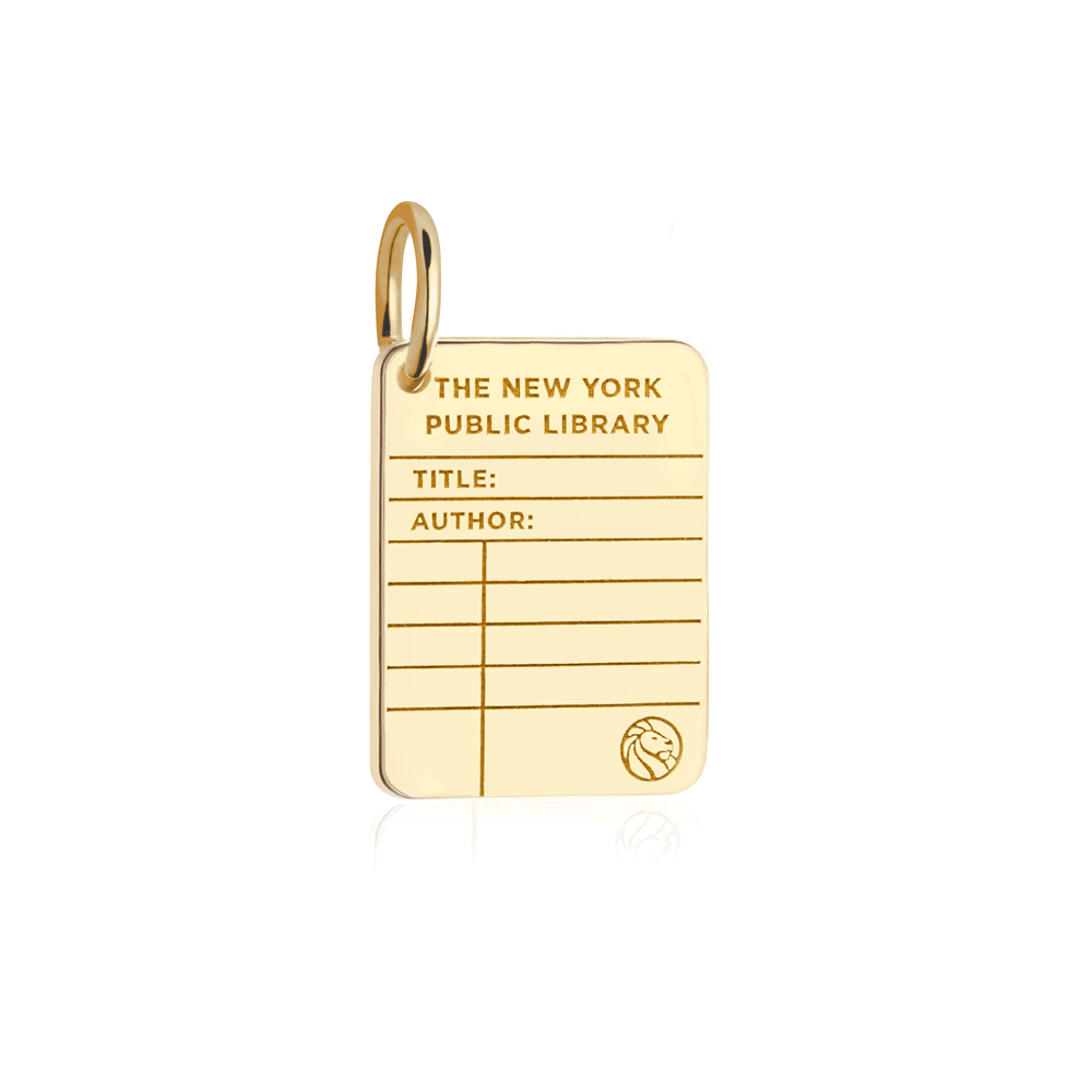 New York Public Library Card Charm Gold
