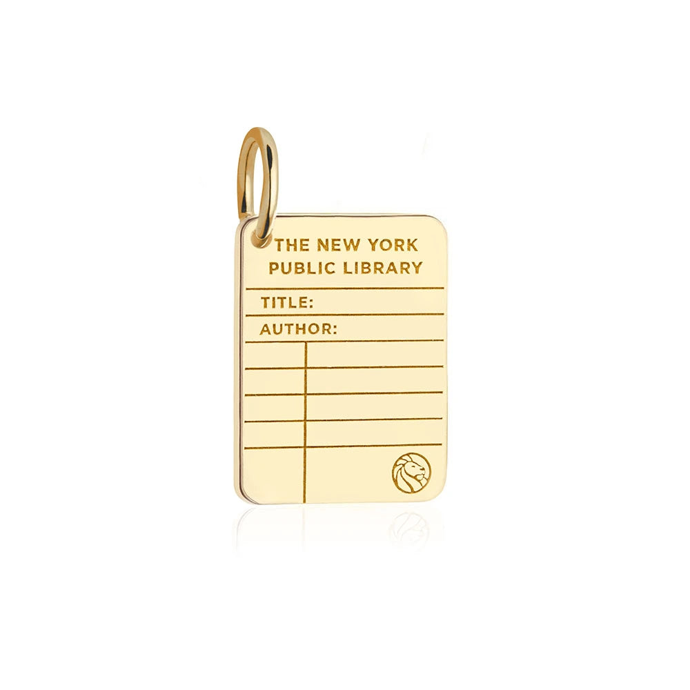 New York Public Library Card Charm Gold