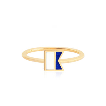 Letter A, Nautical Flag Solid Gold Mini Ring