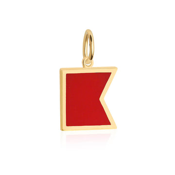 Letter B, Nautical Flag Solid Gold Large Charm