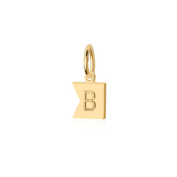 Letter B, Nautical Flag Gold Mini Charm
