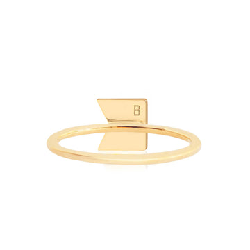 Letter B, Nautical Flag Solid Gold Mini Ring