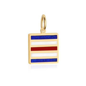 Letter C, Nautical Flag Solid Gold Large Charm