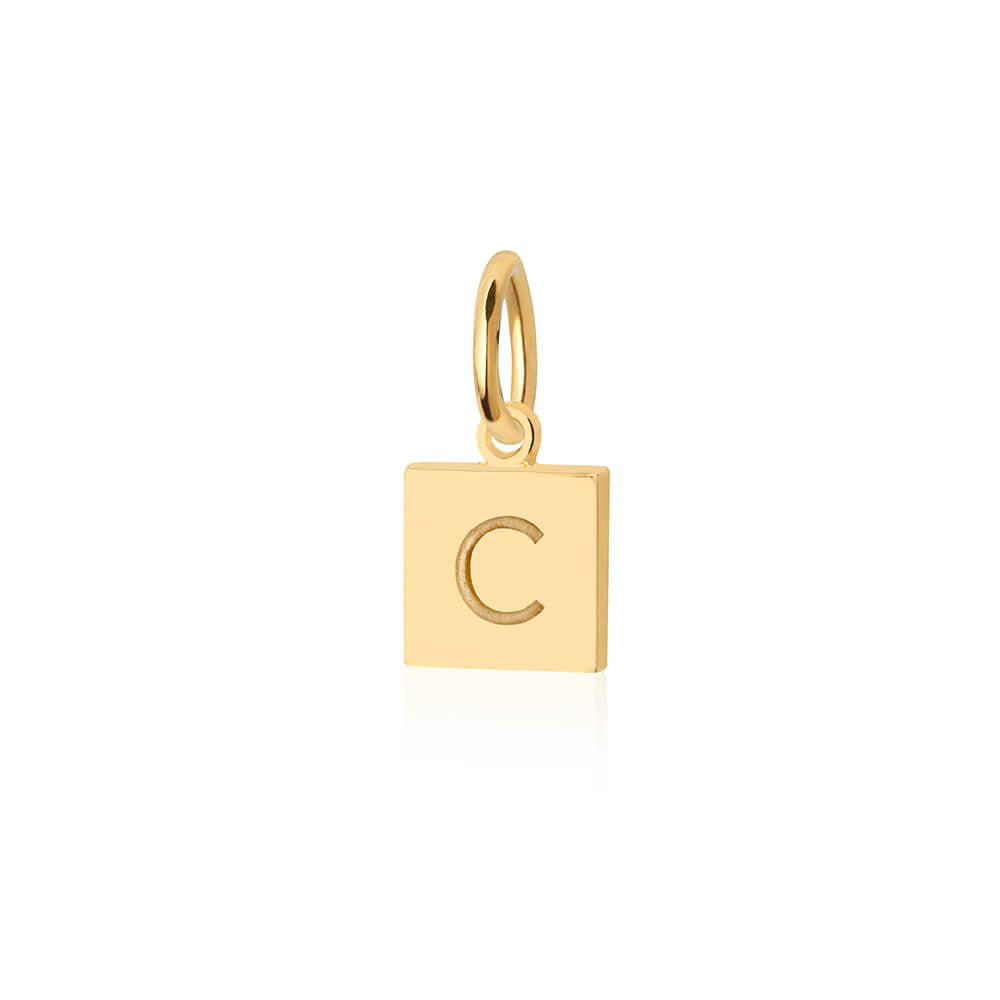 Letter C, Nautical Flag Solid Gold Mini Charm