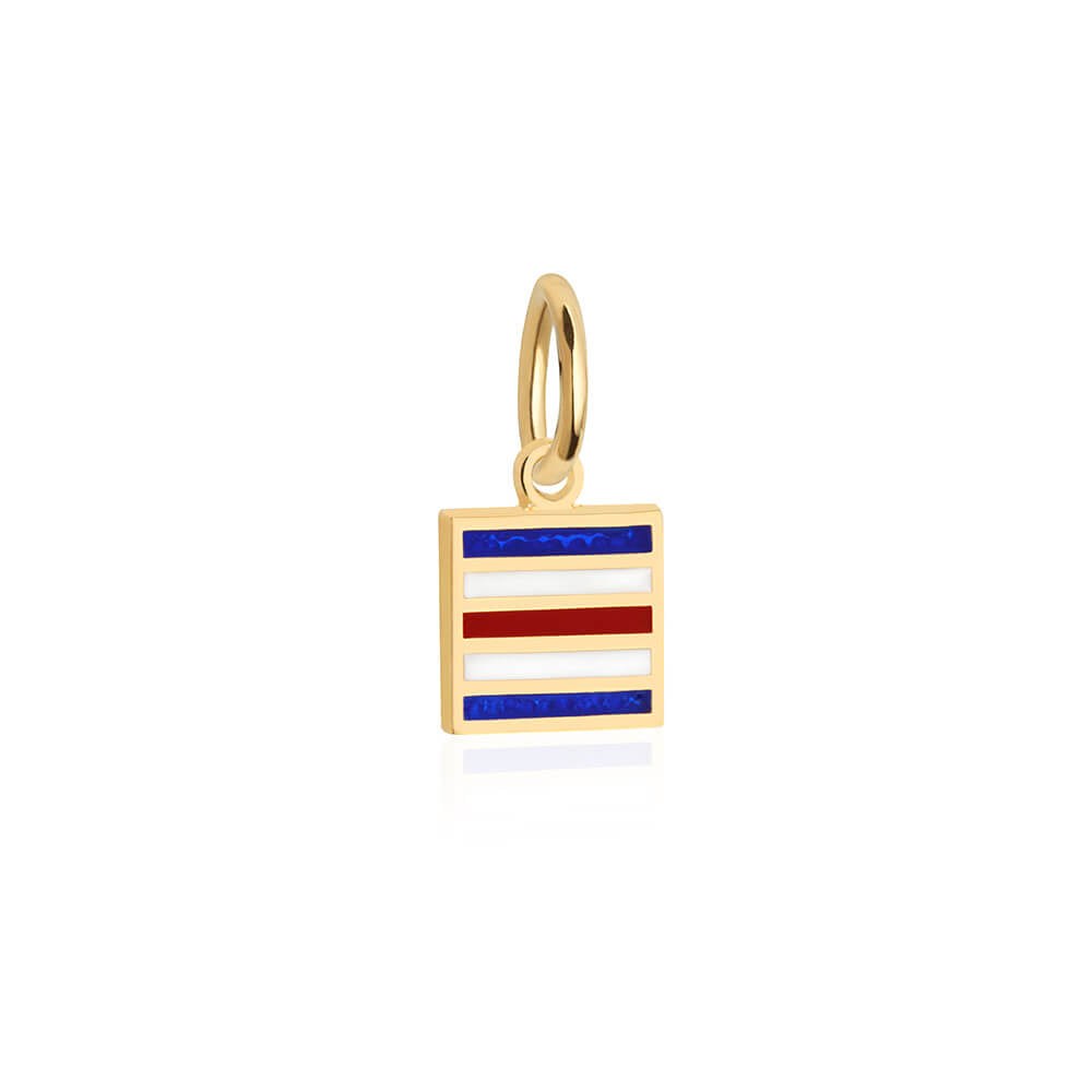 Letter C, Nautical Flag Gold Mini Charm