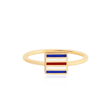 Letter C, Nautical Flag Solid Gold Mini Ring