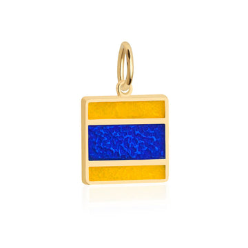 Letter D, Nautical Flag Solid Gold Large Charm