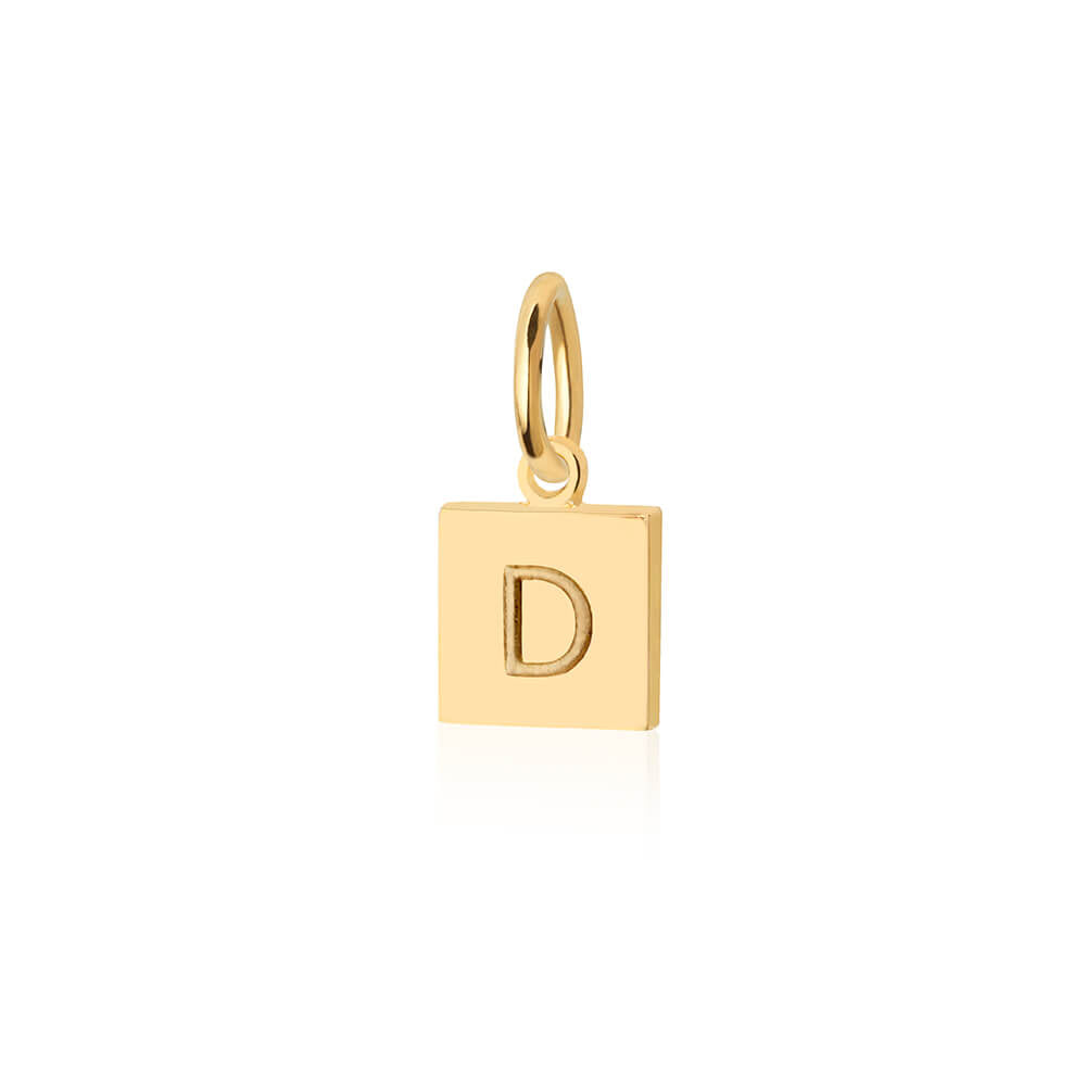 Letter D, Nautical Flag Gold Mini Charm