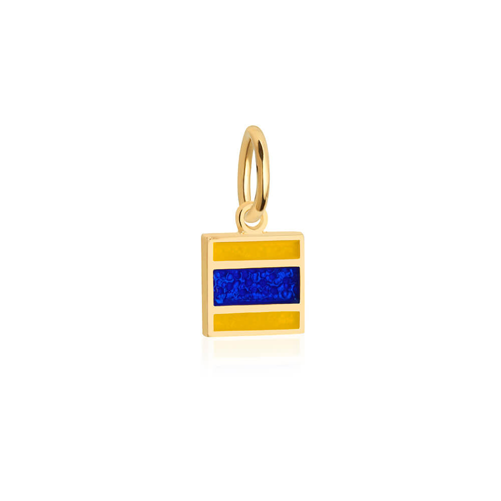 Letter D, Nautical Flag Gold Mini Charm