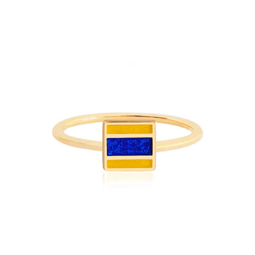 Letter D, Nautical Flag Solid Gold Mini Ring