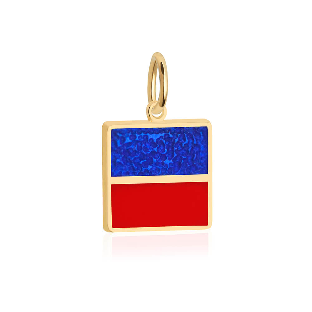 Letter E, Nautical Flag Solid Gold Large Charm