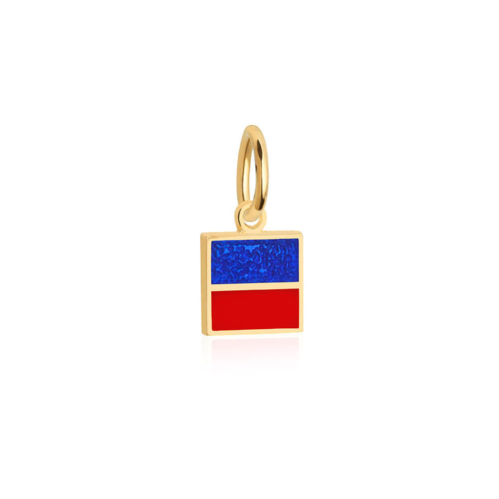 Letter E, Nautical Flag Solid Gold Mini Charm