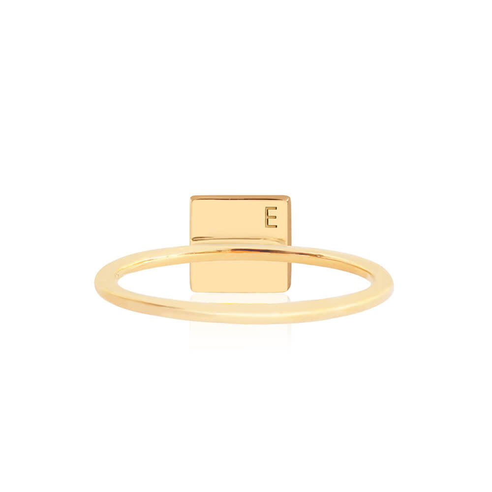 Letter E, Nautical Flag Solid Gold Mini Ring
