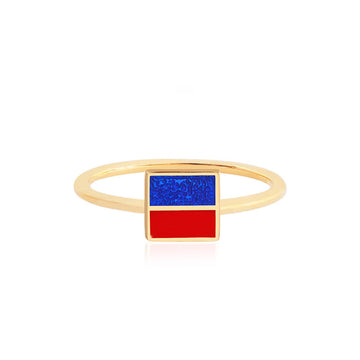 Letter E, Nautical Flag Gold Mini Ring