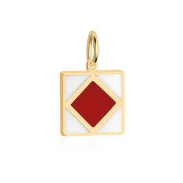 Letter F, Nautical Flag Gold Large Charm