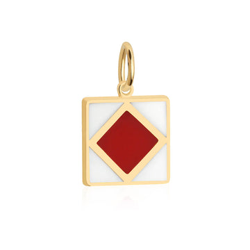 Letter F, Nautical Flag Solid Gold Large Charm