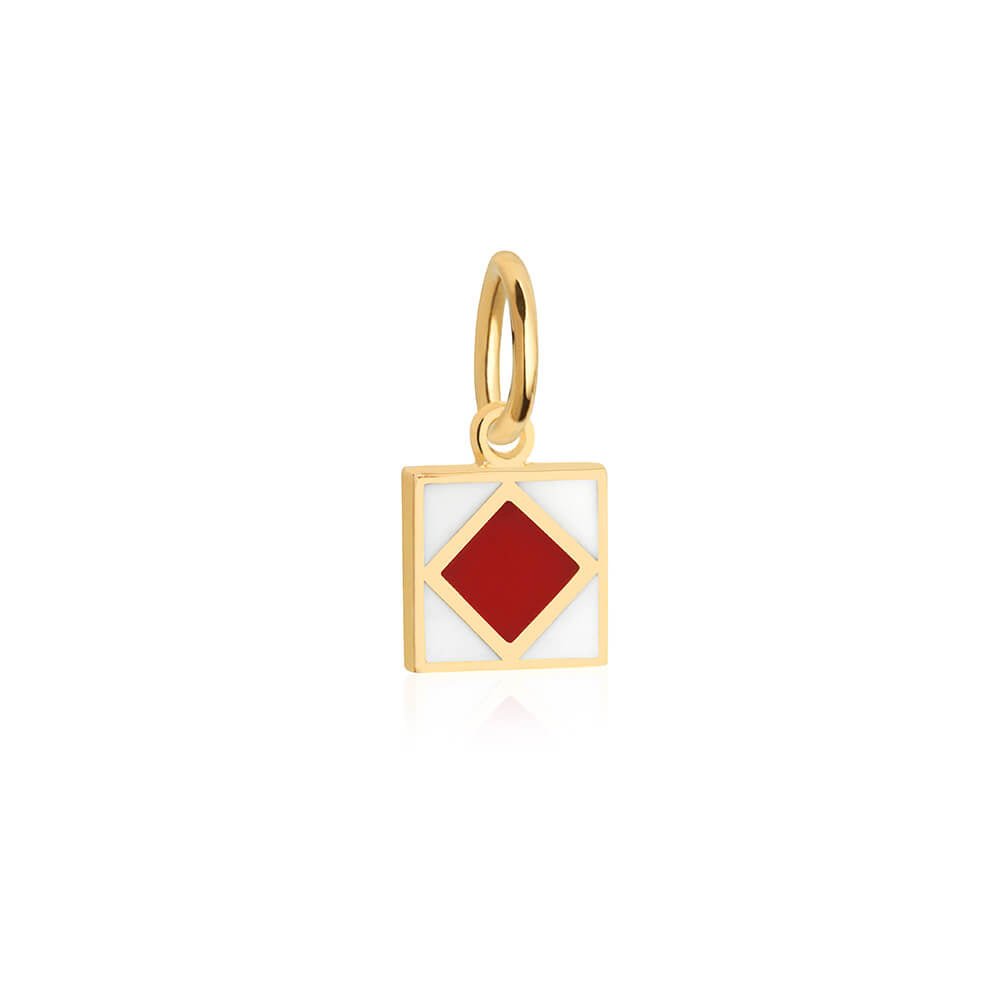 Letter F, Nautical Flag Gold Mini Charm