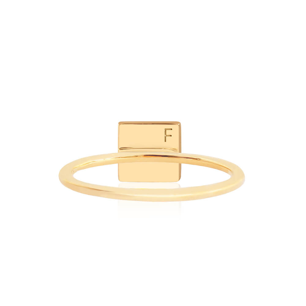 Letter F, Nautical Flag Solid Gold Mini Ring