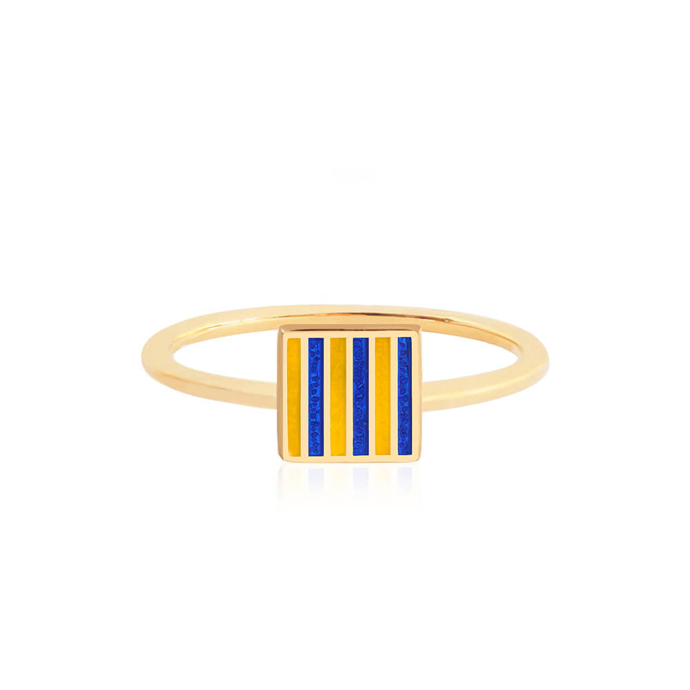 Letter G, Nautical Flag Solid Gold Mini Ring
