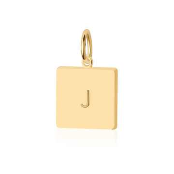 Letter J, Nautical Flag Solid Gold Large Charm