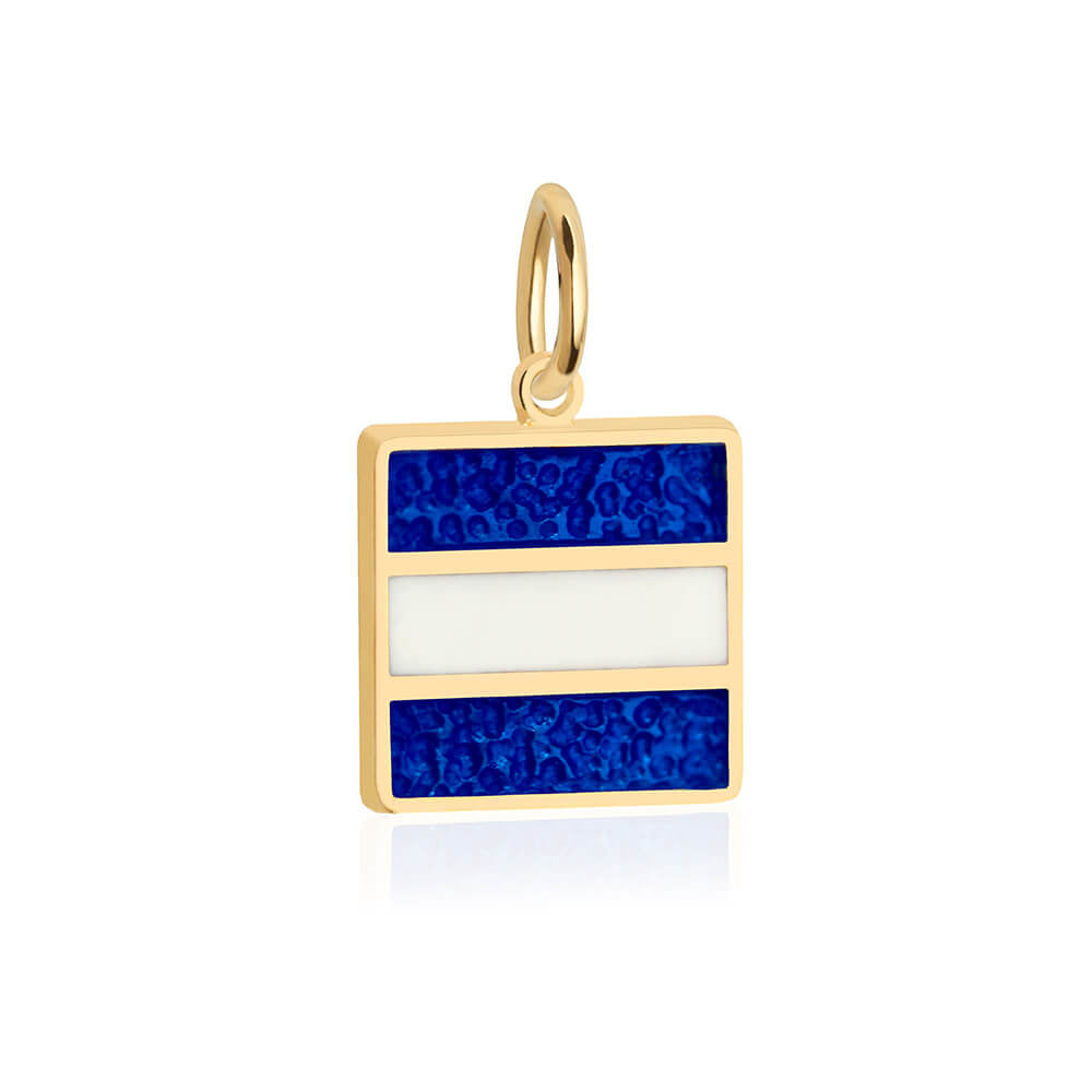 Letter J, Nautical Flag Solid Gold Large Charm