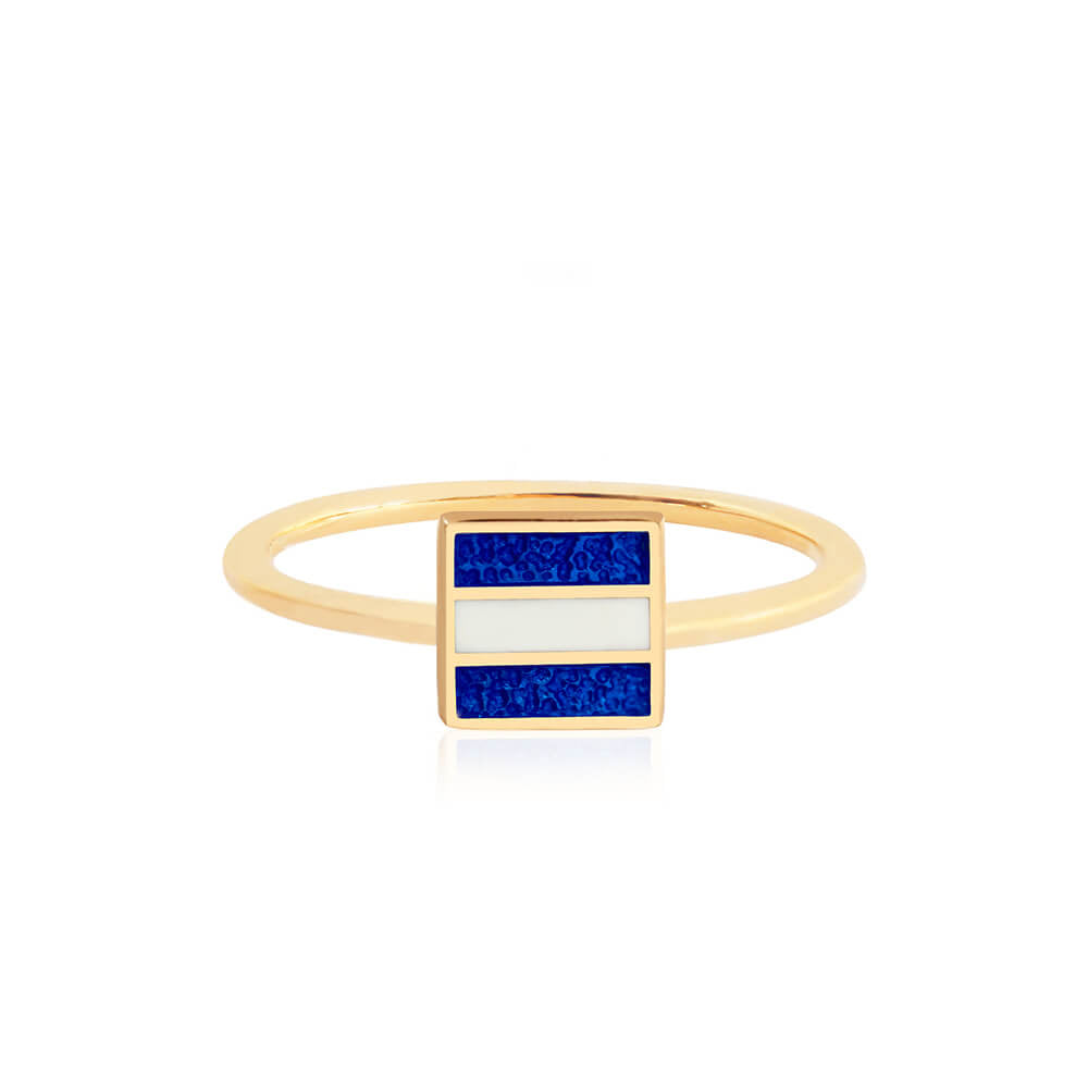 Letter J, Nautical Flag Solid Gold Mini Ring