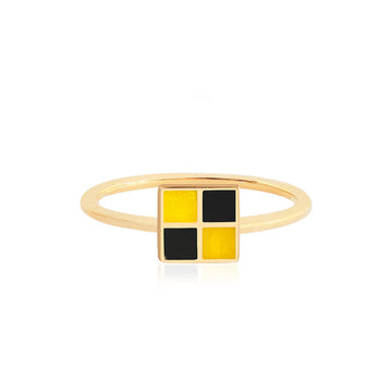 Letter L, Nautical Flag Gold Mini Ring
