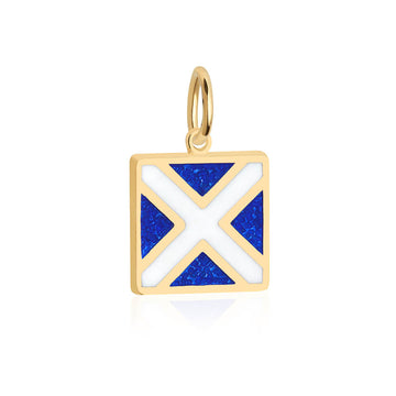 Letter M, Nautical Flag Solid Gold Large Charm