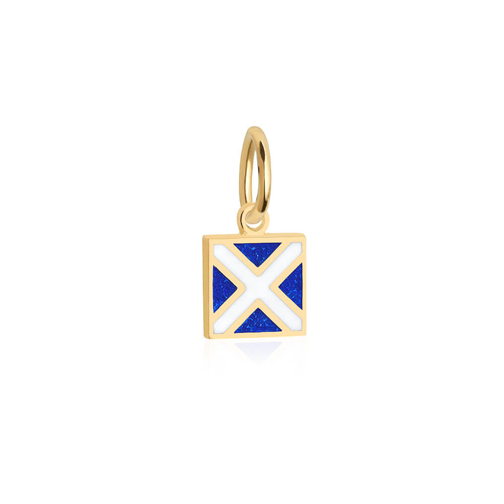 Letter M, Nautical Flag Gold Mini Charm