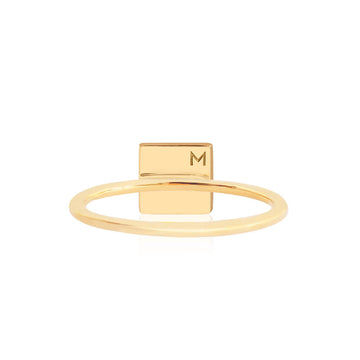 Letter M, Nautical Flag Solid Gold Mini Ring