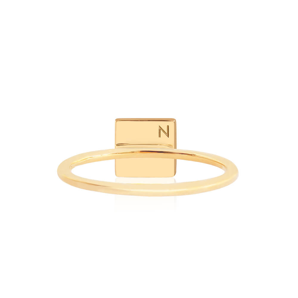 Letter N, Nautical Flag Solid Gold Mini Ring