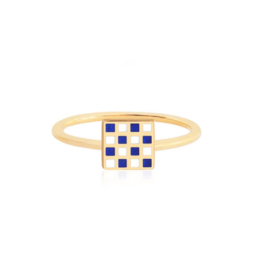 Letter N, Nautical Flag Solid Gold Mini Ring