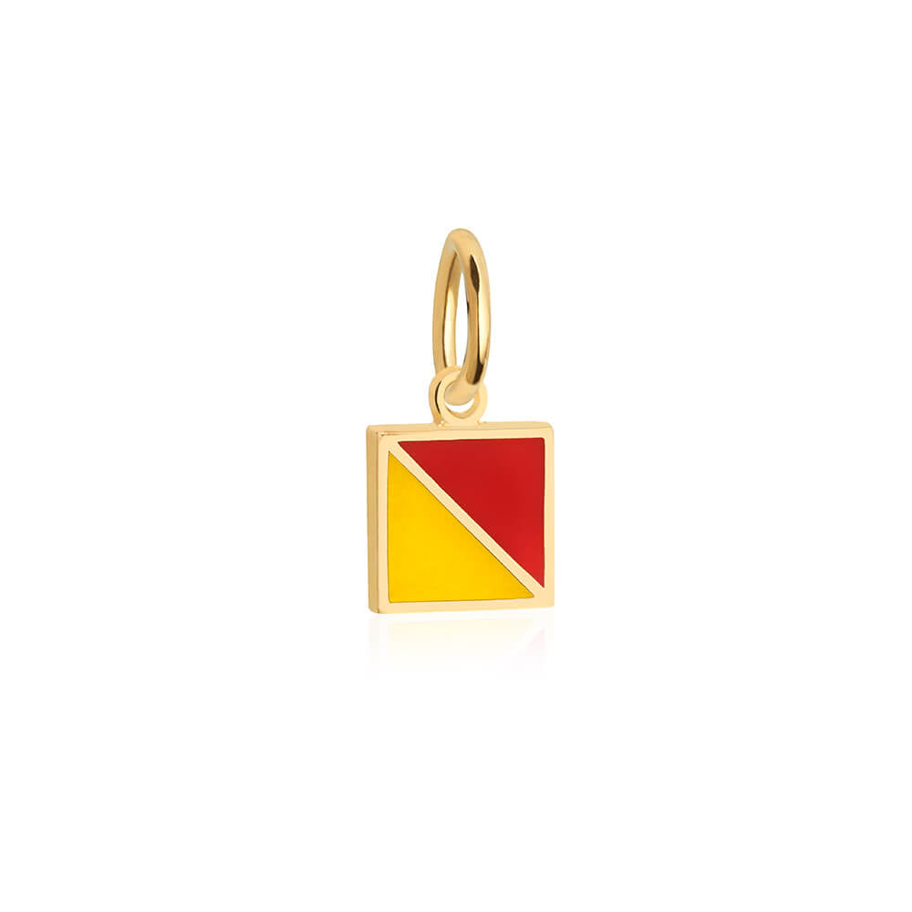 Letter O, Nautical Flag Gold Mini Charm