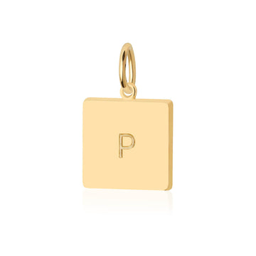 Letter P, Nautical Flag Solid Gold Large Charm