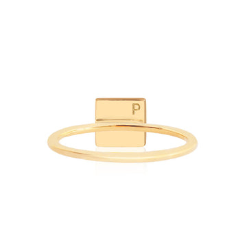 Letter P, Nautical Flag Solid Gold Mini Ring