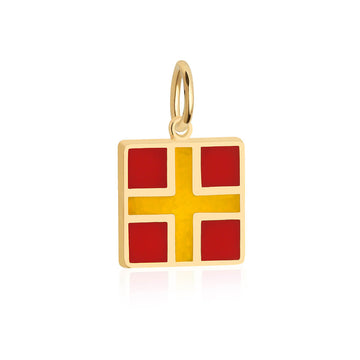 Letter R, Nautical Flag Solid Gold Large Charm
